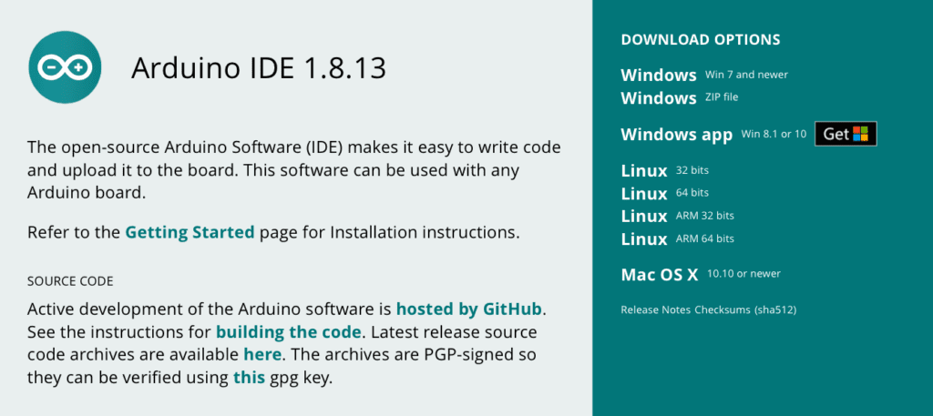 Arduino IDE download v1.8.13
