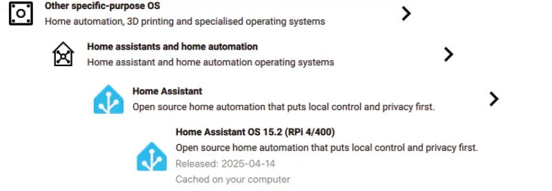 Home Assistant auf den RPi installieren 2 RPi Imager Home Assistant Auswahl